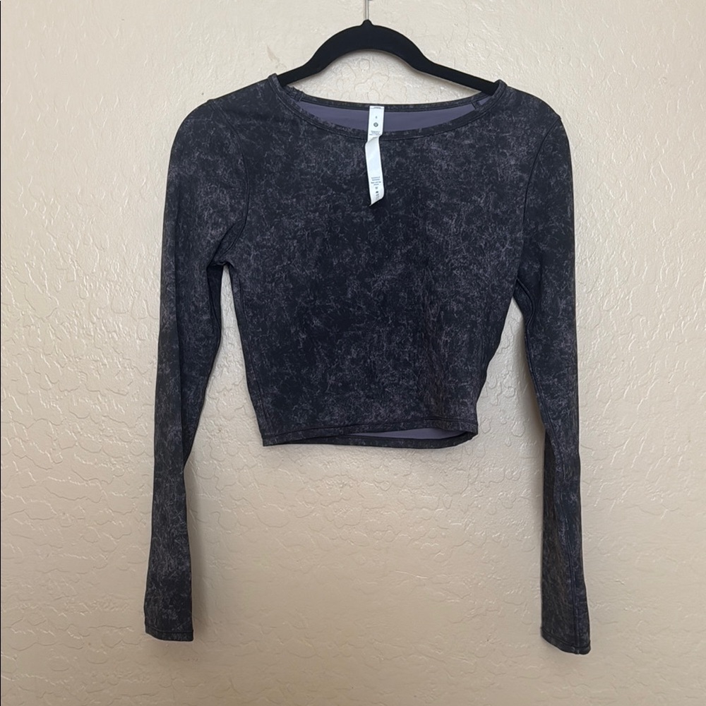 Stylish Purple and Grey Patterned Long Sleeve Women's Top